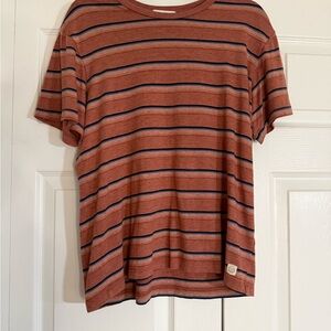 Marine Layer Rust and Navy Striped Short Sleeve Tee